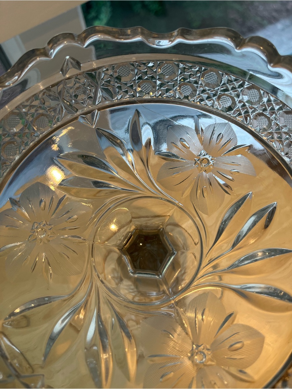 Vintage Cut Crystal Pedestal Compote Pair - Clear Glass - Picture 6 of 6
